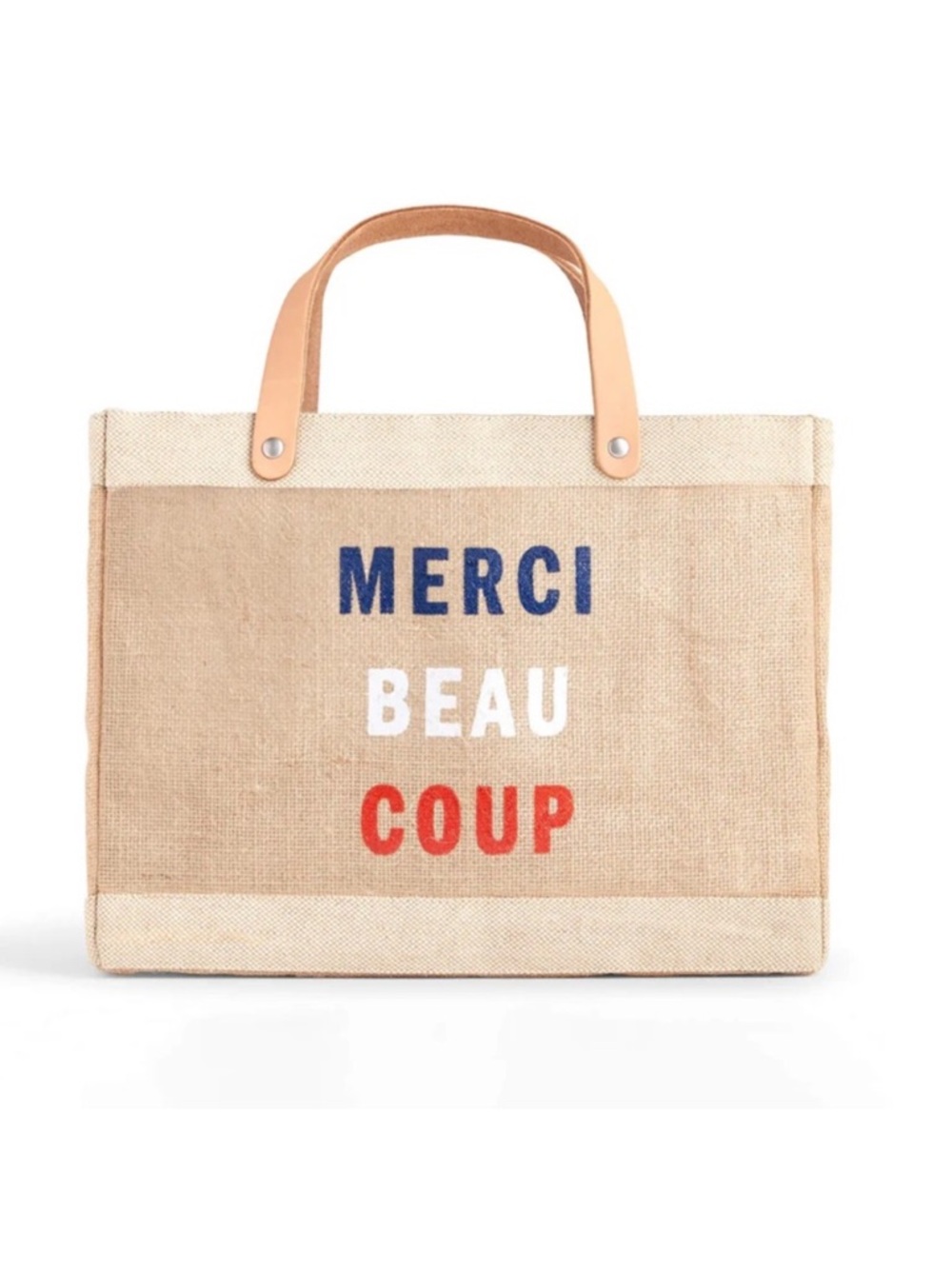 Petite Market Bag Lunch in Natural “Merci Beau Coup” & Mini Bag NWT Apolis